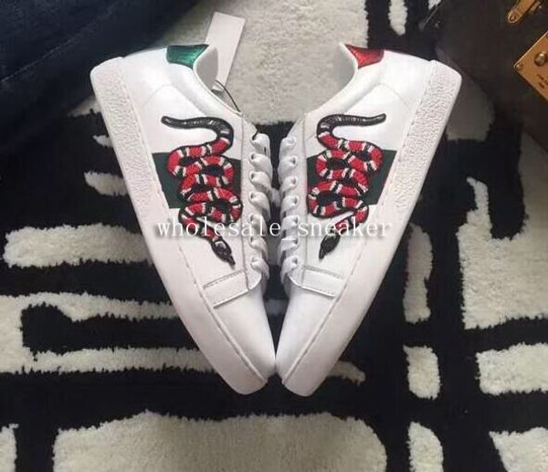 

Дизайнерская Мода Люкс 2018 Марка Мужская Обувь Змея Печати для Любви Кроссовки Низкий Верх Черный И Белый Летер Мужчины Женщины Повседневная Обувь 35-46 D3