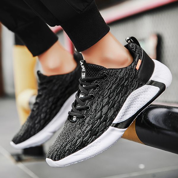 

new flying knit mens running shoes breathable man sport sneakers lace-up male outdoor flats walking driving footwear size 39-46