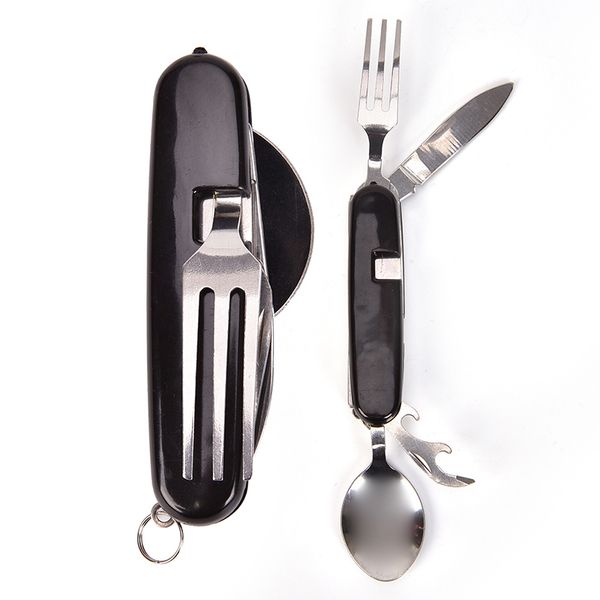 

из нержавеющей стали складная вилка ложка нож 4 в 1 многофункциональный открытый посуда для пикника кемпинг туризм посуда столовая