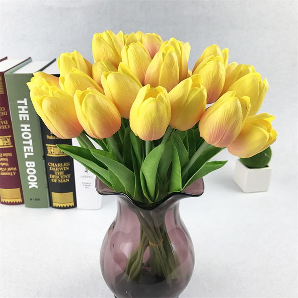 

tulip artificial flower latex real bridal wedding bouquet home decor 20pcs