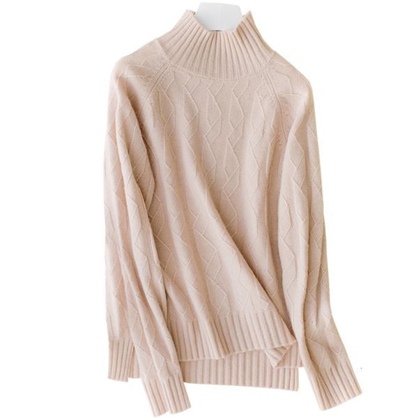 

new cashmere sweaters warm cashmere shirts for women with high neck and thick sweaters, White;black