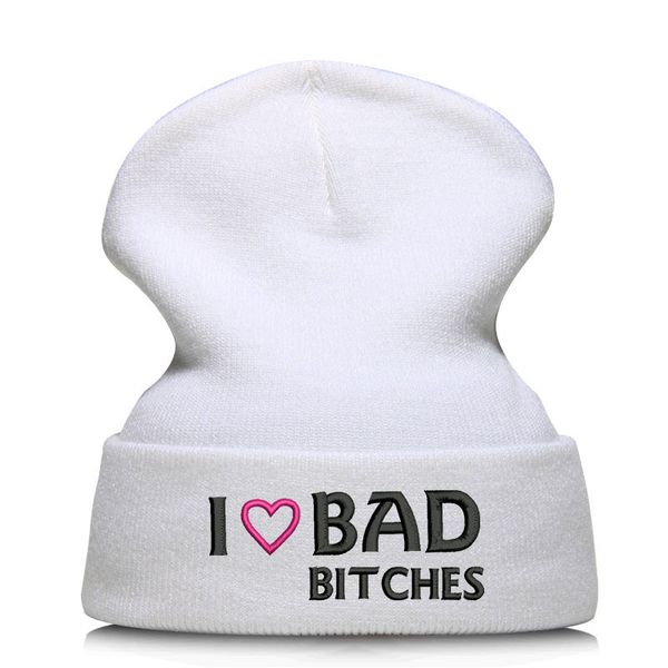 

beanie hat skullie cap slouchy winter embroidery cool punk men women teen street dance funny personalized i love bad bitches