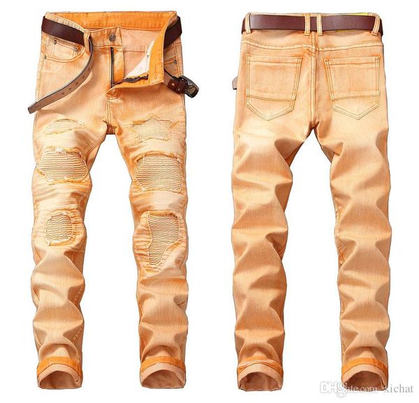 

unique mens pleated panelled biker jeans fashion designer straight leg motocycle slim fit washed luxurr denim pants trousers jb602, Blue