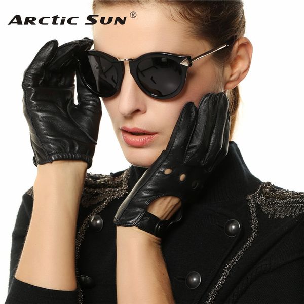 

fashion women sheepskin gloves 2019 new genuine leather thin breathable elegant lady five fingers driving glove l117w, Blue;gray