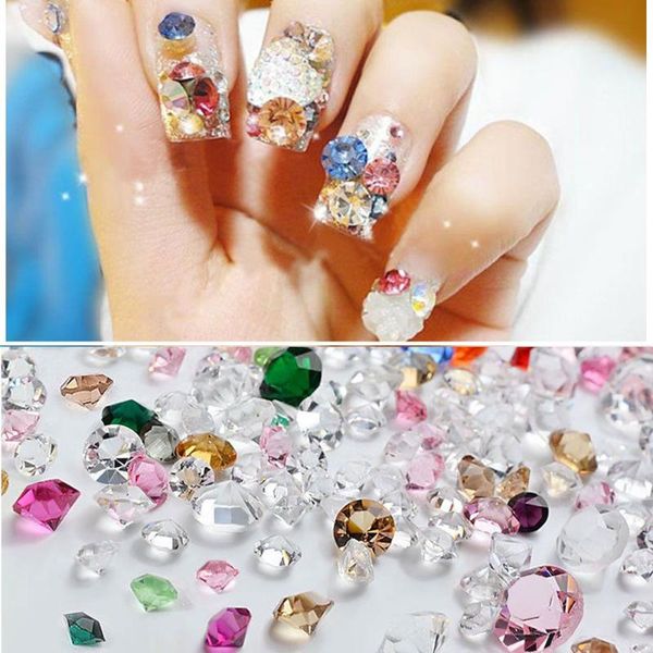 

diy beauty nail art crystals decorations rhinestones glass stones jewelry ab transparent clorful 3d nails glitter small opal, Silver;gold
