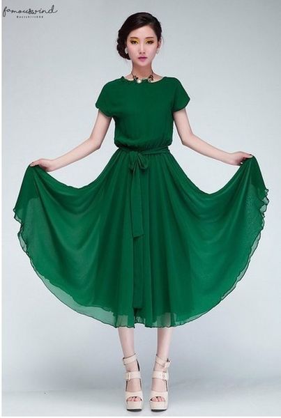 

women summer dresses 2020 elastic waist large size loose chiffon bat sleeve long dress belt clothing mid calf vestidos lbd6346, Black;gray