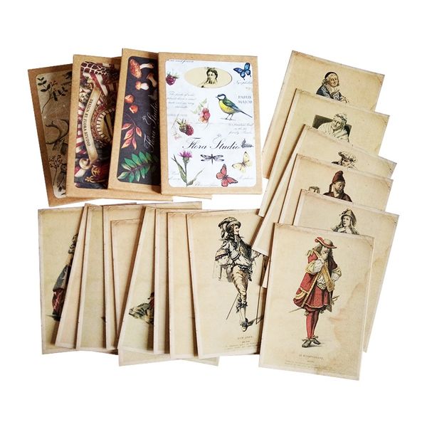 

16pcs/lot vintage retro postcard europe ladies and gentlemen greeting post card gift cards for christmas new year farty supplies