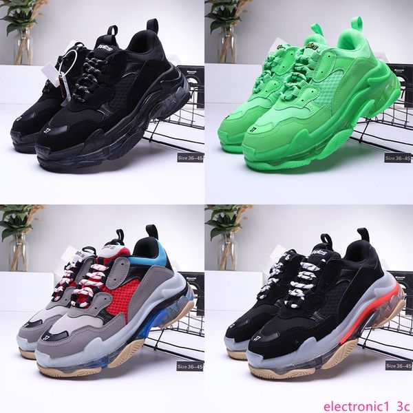 

дизайнерские повседневная обувь тройной s clear bubble midsole тройной черный зеленый мужчины женщины повседневная обувь платформы спортивны, Black;green