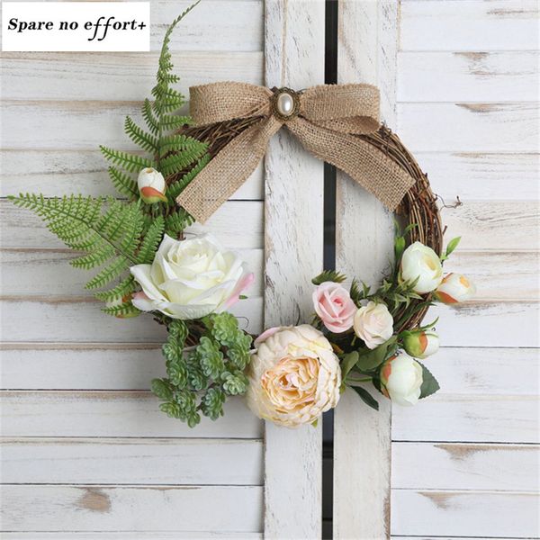 

home decoration simulated artificial garland handmade simulation rose wreath door wreath garland door trim wedding party decor