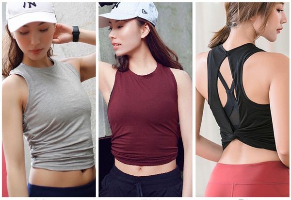 

ropa-де-йога cut назад открыть crop top женщины slim fit gym tank tops спортивный жилет сплошной бег лучшие, White;red