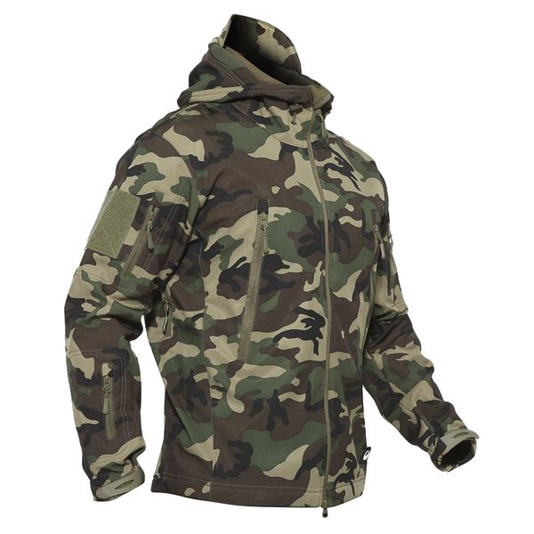 

outdoor tactical softshell fleece coat winter sports wear men waterproof hunting hiking warm hooded army coat, Blue;black
