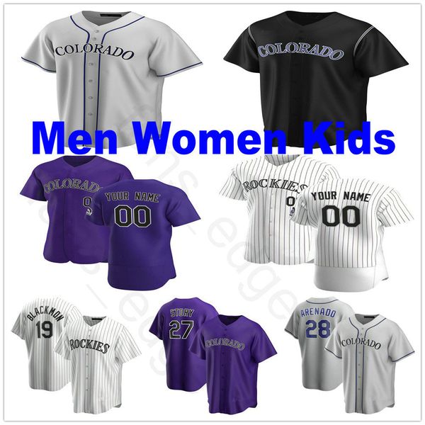

2020 new custom men women kids youth #17 trevor story 19 charlie blackmon 28 nolan arenado 71 wade davis stitched baseball jerseys, Blue;black