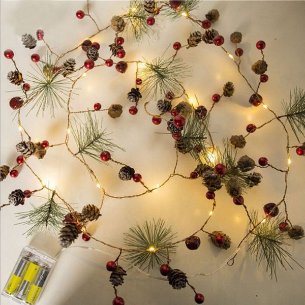

2m 20 lights christmas decor lights led string pine needles wire christmas bells home decorated string
