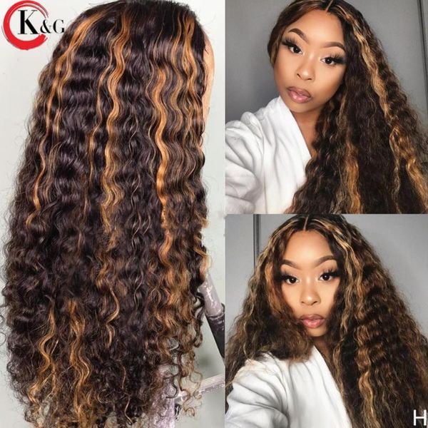 

lace wigs kungang colored 360 curly frontal human hair with baby 250 density medium ratio non-remy wig, Black;brown