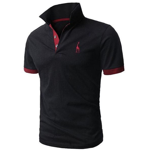 

men 's fashion casual polo shirt personality giraffe embroidery design short -sleeve tees luxury polo elegant, White;black