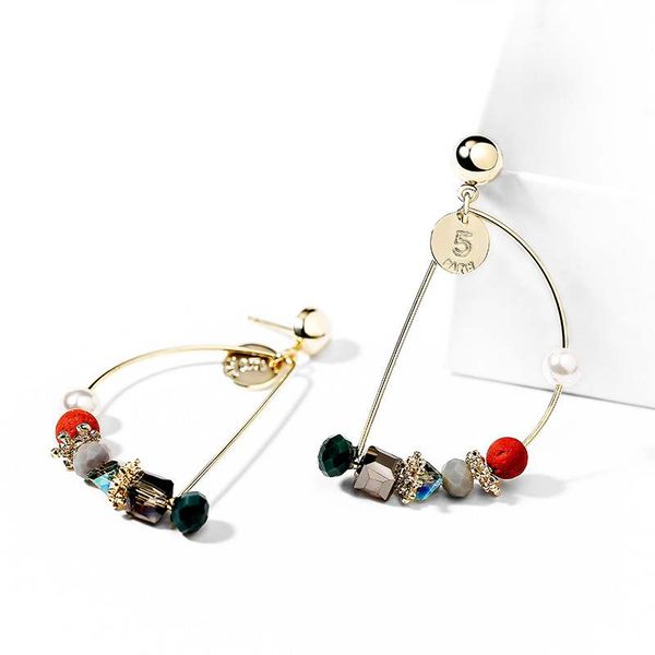 

2020 new fashion jewelry stud earrings for women s925 chic synthetic crystal big eardrop female unusual dangler alloy semicircle, Golden;silver