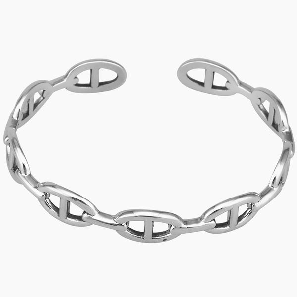 

100% s925 стерлингов серебряный браслет личности простые ювелирные ретро моды полая форма студент день рождения горячего сбывания 2019 bangl, Black