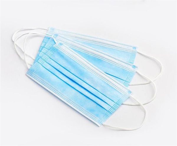 

dhl ship in mouth mask stock blue non woven face3 layers earloop dust face masks shipping 50 1pcs set for gift 3e2y