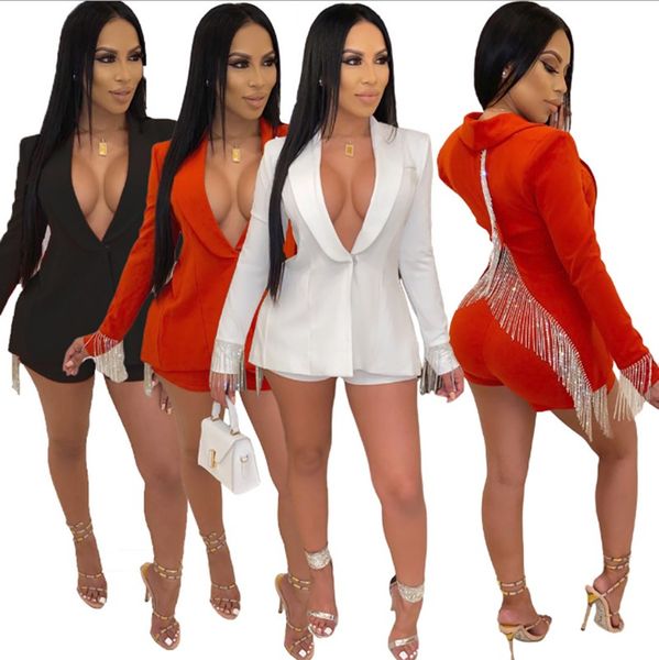 

women back spilt 2 piece set tassel cardigan shorts sweatsuit fall winter clothing jacket coat leggings outfits outerwear sweatshirt 1785