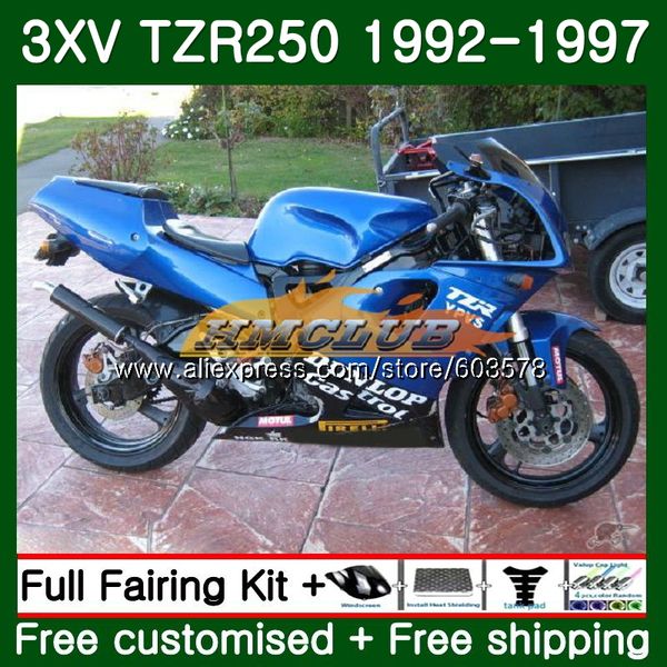 

3xv for tzr-250 tzr250 1992 1993 1994 1995 1996 1997 122cl.13 tzr250rr rr tzr 250 92 93 94 95 96 97 glossy blue fairing, Black