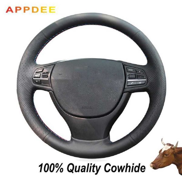 

hand-stitched black genuine leather steering wheel cover for f10 f07 (gt) 2009-2017 f11