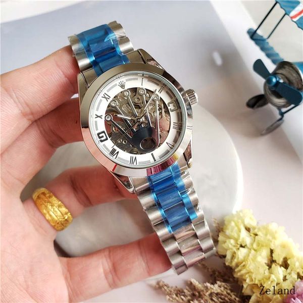 

hot top watch мужские автоматические роскошные водонепроницаемые часы серебряный ремешок синий нержавеющая сталь мужские gmt механические на, Black;brown