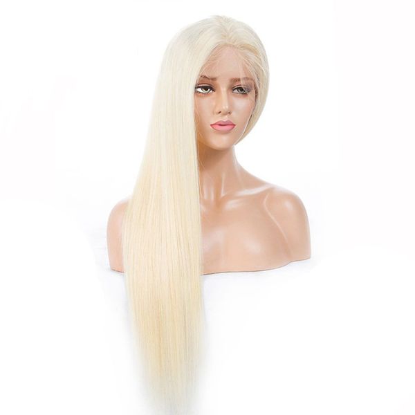

#613 blonde 13*4 lace human hair wigs 613 blonde lace frontal human hair wigs brazilian virgin straight hair transparent lace frontal wigs, Black;brown