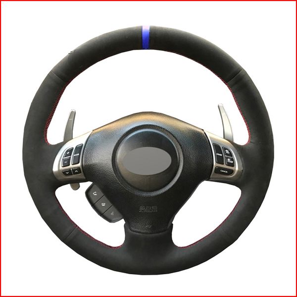

black suede hand sew steering wheel cover for subaru forester 2008-2012 impreza 2007-2014 legacy outback 2006-2009 exiga 2