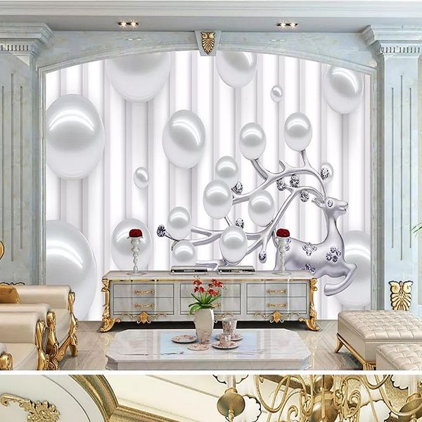 

custom large mural 3d wallpaper modern creative 3d expansion space white sphere deertv wall decor deep 5d embossed
