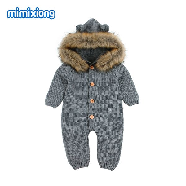 

детские комбинезоны вязаная одежда осень с длинным рукавом новорожденных мальчиков девочек с капюшоном детские комбинезоны твердые малыши де, Blue