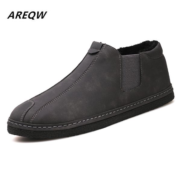 

2019 men's snow boots winter warm plus velvet thick trend men's boots solid color set foot comfortable shoes, Black