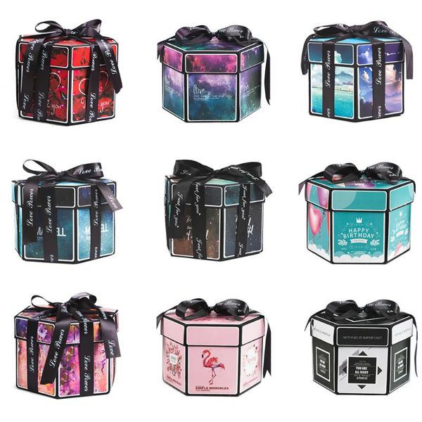 

diy ручной scrapbook фото шестигранной сюрприз взрыв box годовщину свадьбы день святого валентина подарок для girlfriend lover