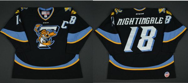 personalizado Homens Jared Nightingale Toledo Walleye 2016 ECHL Captains Club Game-Worn Jersey Hóquei Jersey ou personalizado qualquer nome ou número retro Jersey