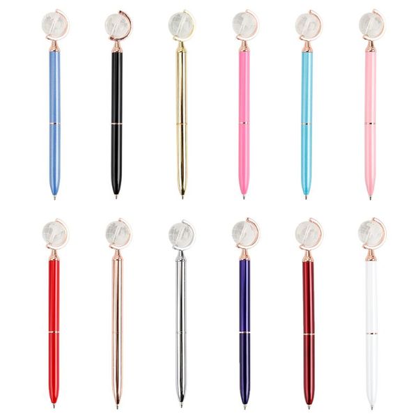 

globe ballpoint pen metal cute ballpen school office stationery supplies writing x6hb, Blue;orange