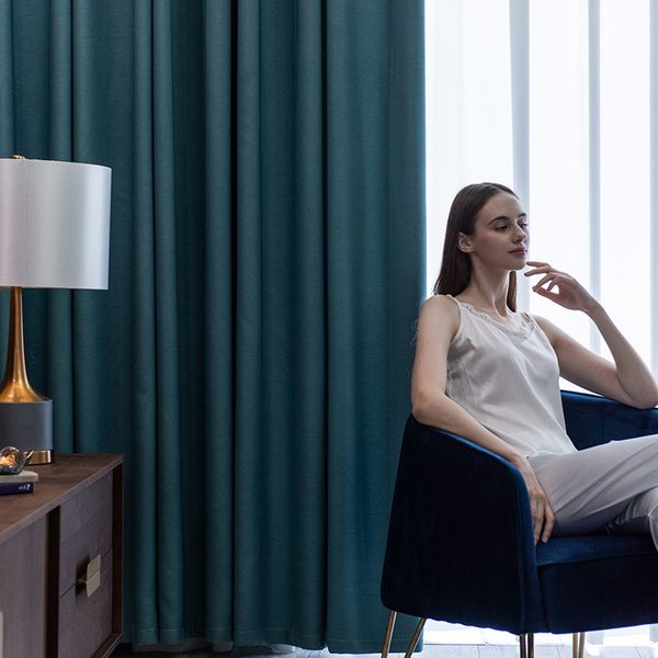 

nordic simple high-end thickened full shading linen curtains for living room bedroom cotton and linen finished curtain