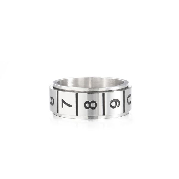 

popular brand all-match digital rotating ring neutral style men and women couples ring tail fashion european and american spot jewelry, Silver