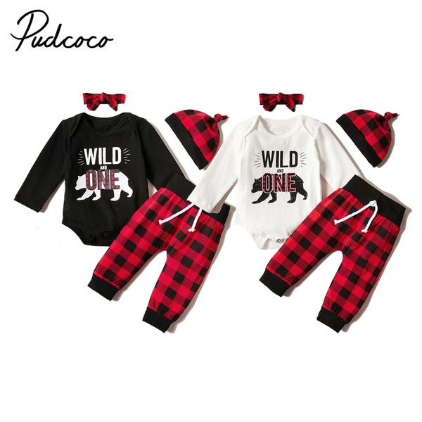 

pudcoco toddler baby boy girl xmas clothes set long sleeve cute jumpsuit + pants + hat headband autumn christmas outfits, White
