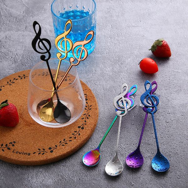 

wholesale colorful spoon stainless steel 304 musical note spoon coffee tea stirring spoon