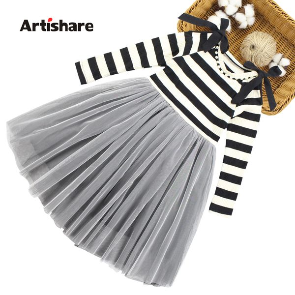 

artishare dresses for girls long sleeve striped kids party dress autumn dress girls teenage kids clothes girls 6 8 10 12 13 14 t200107, Red;yellow