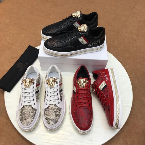 

star style high-end luxury men's casual sports shoes fashion design brand platform men's shoes vintage medusa pattern size: 38-44