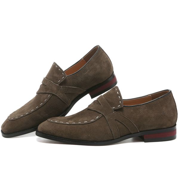 

dress shoes casual suede men oxford pointed toe mens formal shoe khaki elegant simple suit gentleman loafers flats leather, Black