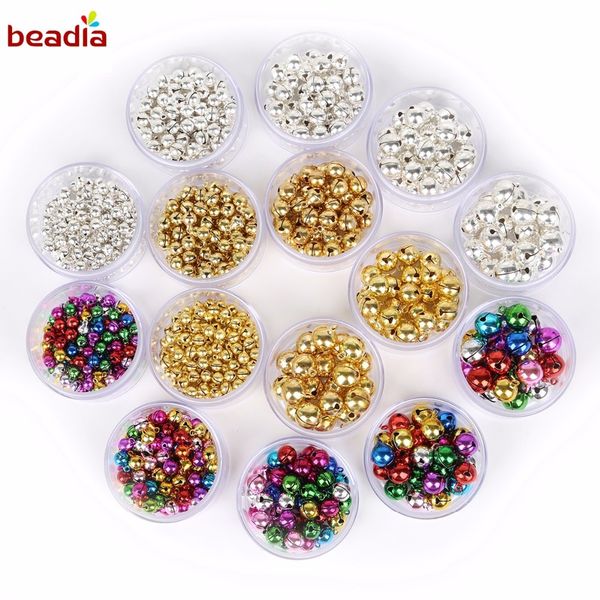 

size 6/8/10/12/14mm 20-100pcs/bag gold&silver&mixed jingle bells pendants hanging christmas tree ornaments for decoration dift