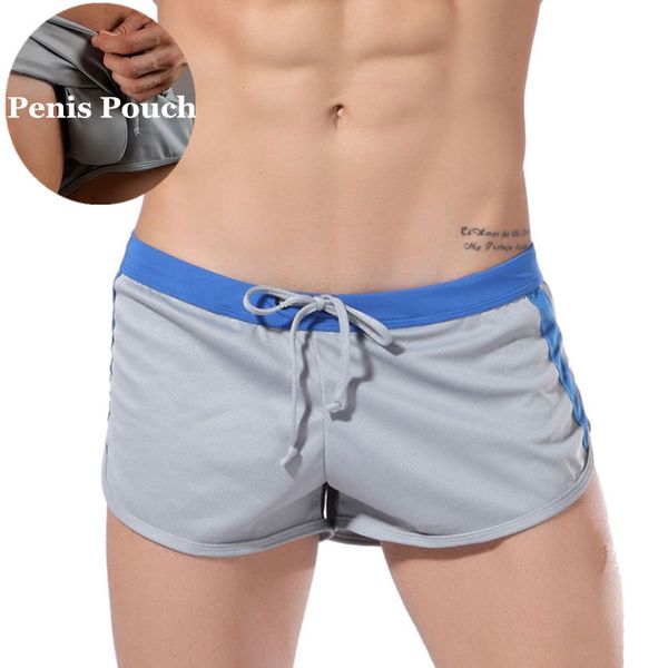 Pantaloncini da corsa in rete Pantaloncini da palestra da uomo con marsupio da uomo Pantaloncini da uomo allentati Tasca estiva Casa per il tempo libero Sport Quick Dry Boxer sexy da uomo