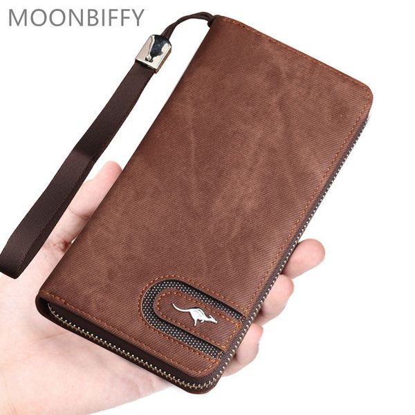 

moonbiffy men wallets long style card holder male purse zipper large capacity brand purses pu leather men wallet, Red;black