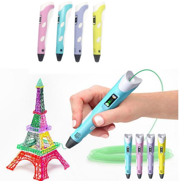 Impressora 3D Drawing Pen DIY 3D Pen ABS / PLA artes Pen Impressão 3D LCD presente educacional para miúdos do design Desenho Pintura