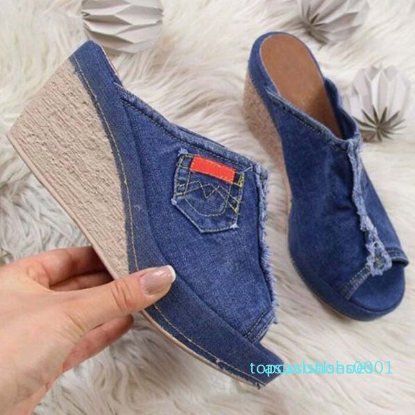 

new arrival 2020 women sandals summer fashion women leisure fish mouth non-slip sandals thick bottom wedges heel shoes sandalias t01, Black