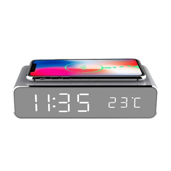 

2019 горячие продажи путешествия электрический светодиодный будильник с телефоном беспроводное зарядное устройство настольный цифровой термо