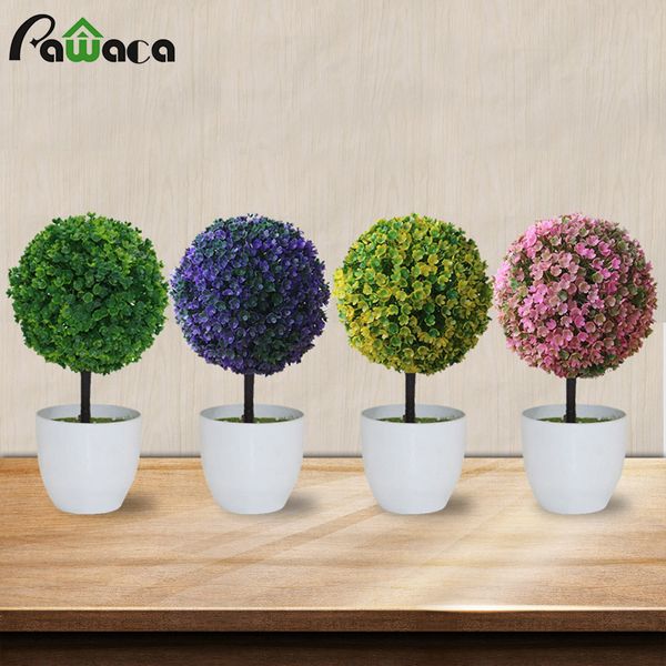 

greens charm artificial bonsai tree faux potted plant with sakura snowball simulation potted grass ball home decoration flower