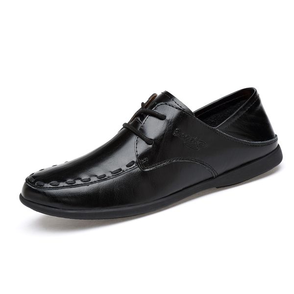 

2019 brand new fashion pu leather men casual shoes slip on comfortable breathable flat men loafers shoes, Black