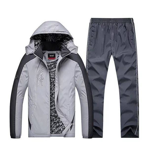 

lovers sportswear winter outdoors sport suit men keep warm clothing tracksuit female new fleece sportsuit windproof jogging sets, Black;blue